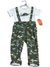 NWT Wonder Nation Baby Boys 24M 2-Piece Outfit Set Dinosaur Shirt  Suspenders