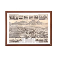 Old Map of Pomona, CA 1886 - Vintage Pomona California Art