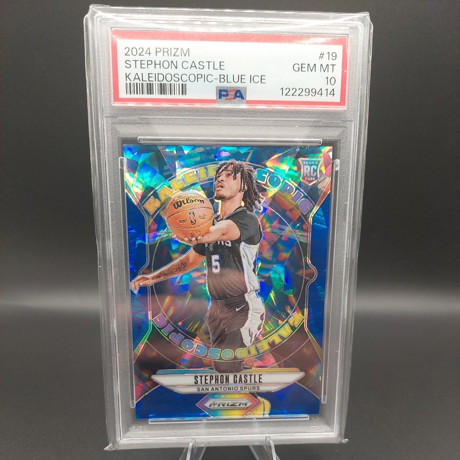 STEPHON CASTLE 2024 PANINI PRIZM #19 KALEIDOSCOPIC-BLUE ICE 88/125 PSA 10
