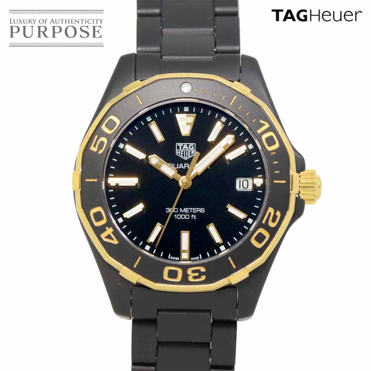 TAG Heuer Aqua Racer WAY1321 Mens Black Gold Quartz Watch Date Dive Sport