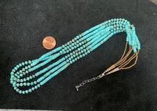 19" Southwest tri-strands turquoise heishi necklace/gorgeous!!(y241L1-w1)
