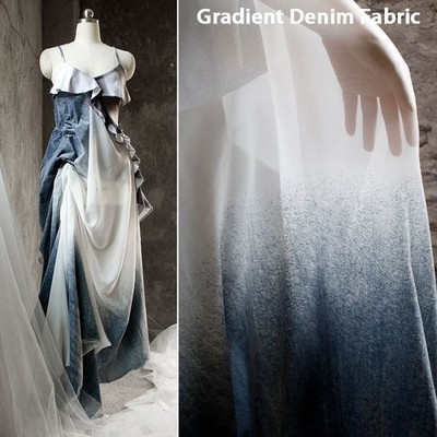 50*145cm Gradient Denim Silk-Like Textured Fabric Shirt Coat Design Materials