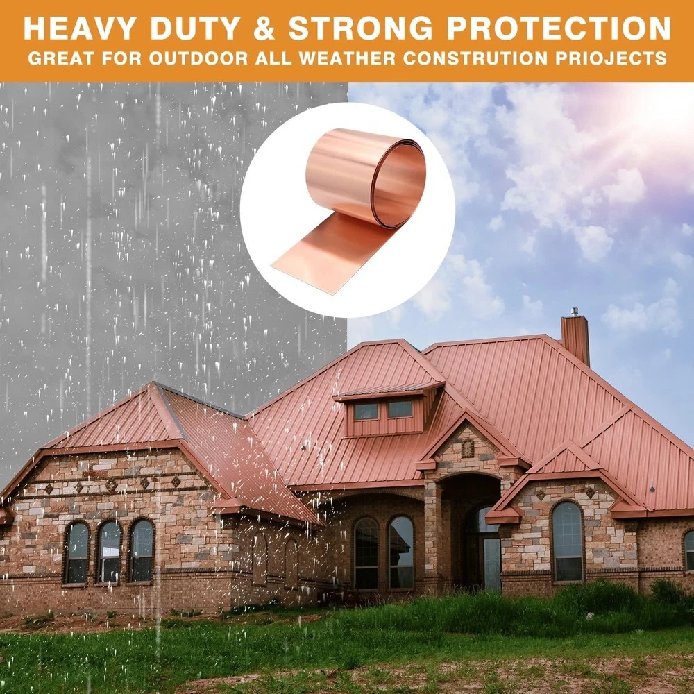 ELECTRAPICK Copper Flashing,26 Gauge(0.4mm) Thickness, 4in x 10ft, 99.95% Pure C