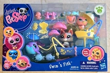 LITTLEST PET SHOP Swim n Fish 2010 Wolf 1921 Dolphin 1922 Duck 1923 Hasbro NIP