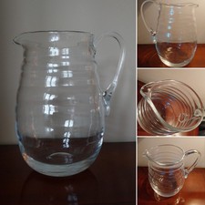 Stunning Large Vintage Glass Pimms Punch Water Jug Pitcher Large 5 Pint Capacity