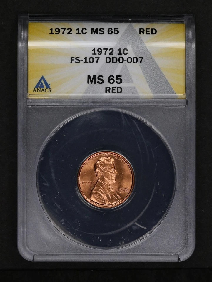 1972 Lincoln Cent- Doubled Die Obverse FS-107 DDO-007 ANACS MS 65 RED - Image 3 of 3