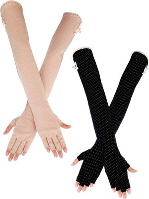 2 Pairs Women UV Sun Protection Driving Gloves Touchscreen Arm Sun Block Glov...