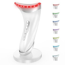 7 Color LED Neck Face Massager Red Light Care Beauty Device, Vibration  Heat...