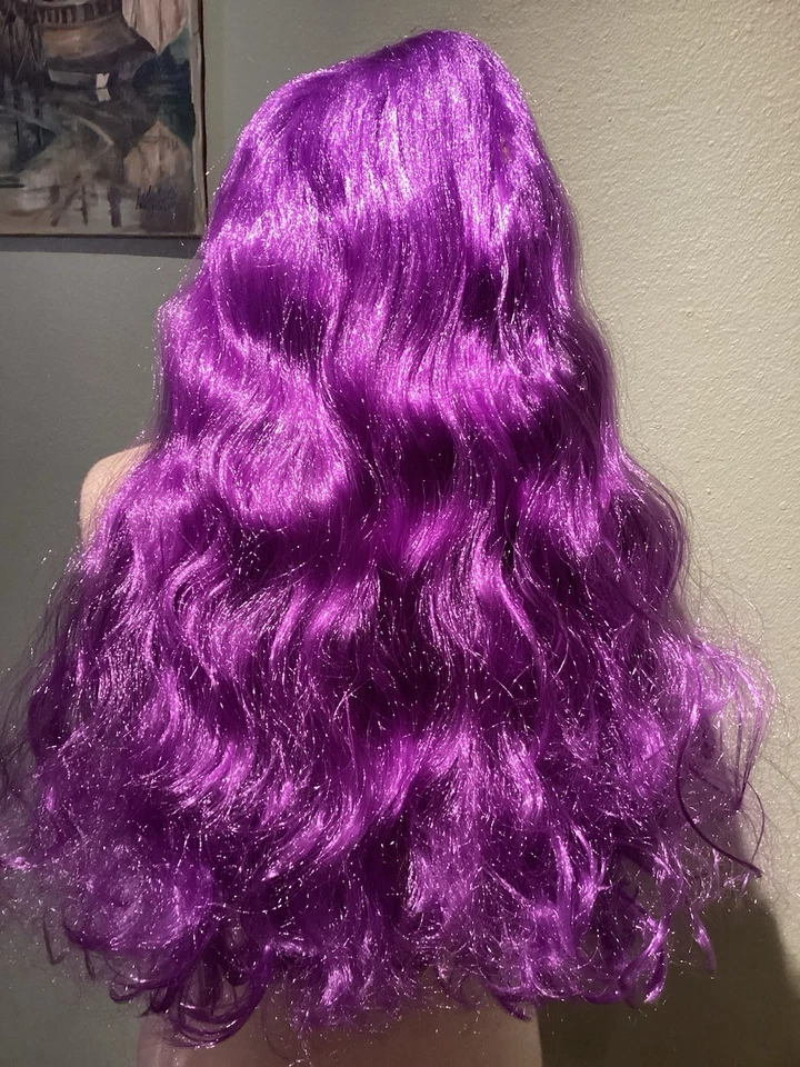 Peluca larga ondulada Leg Avenue Starbright púrpura OS Foto 3 de 3
