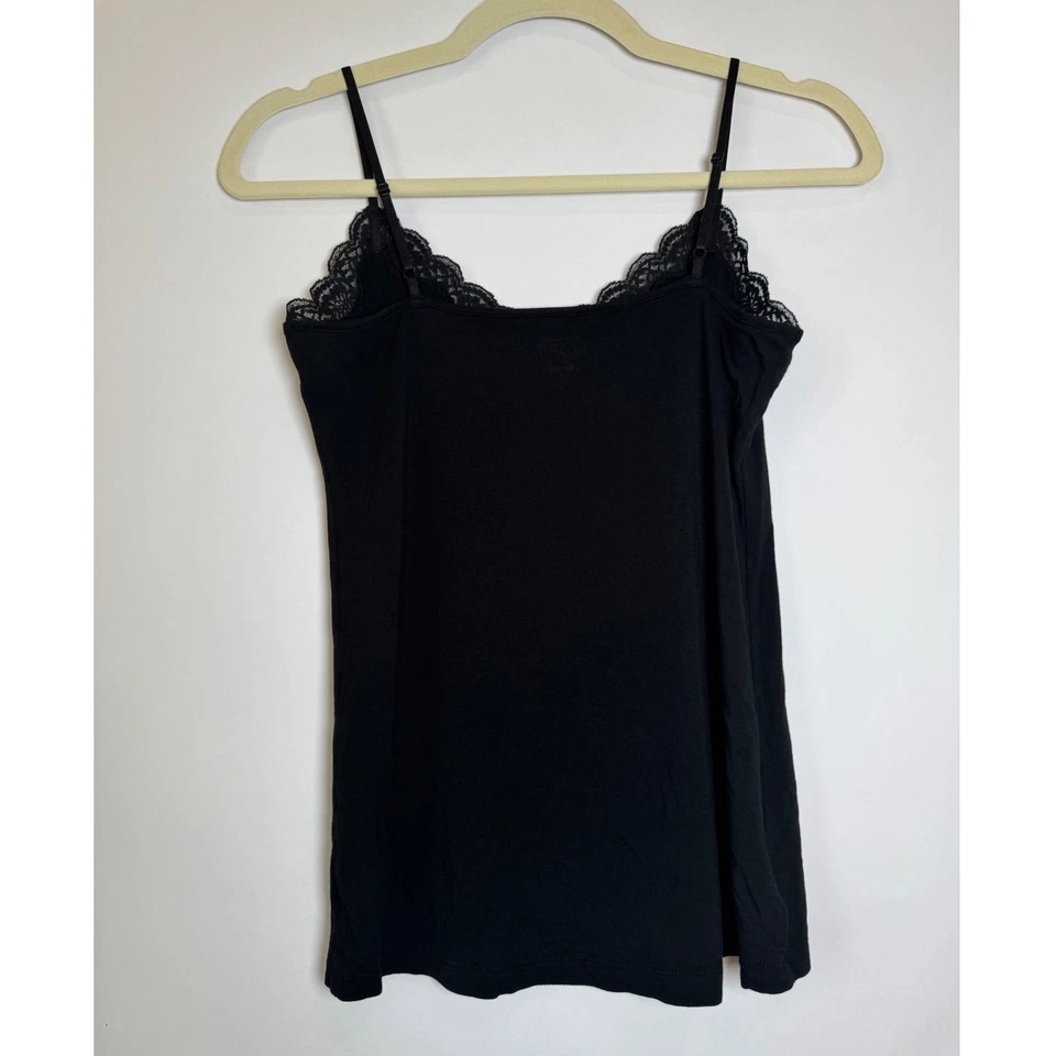 Camiseta sin mangas Ann Taylor LOFT negra con ribete de encaje cami sin mangas informal S Foto 2 de 4