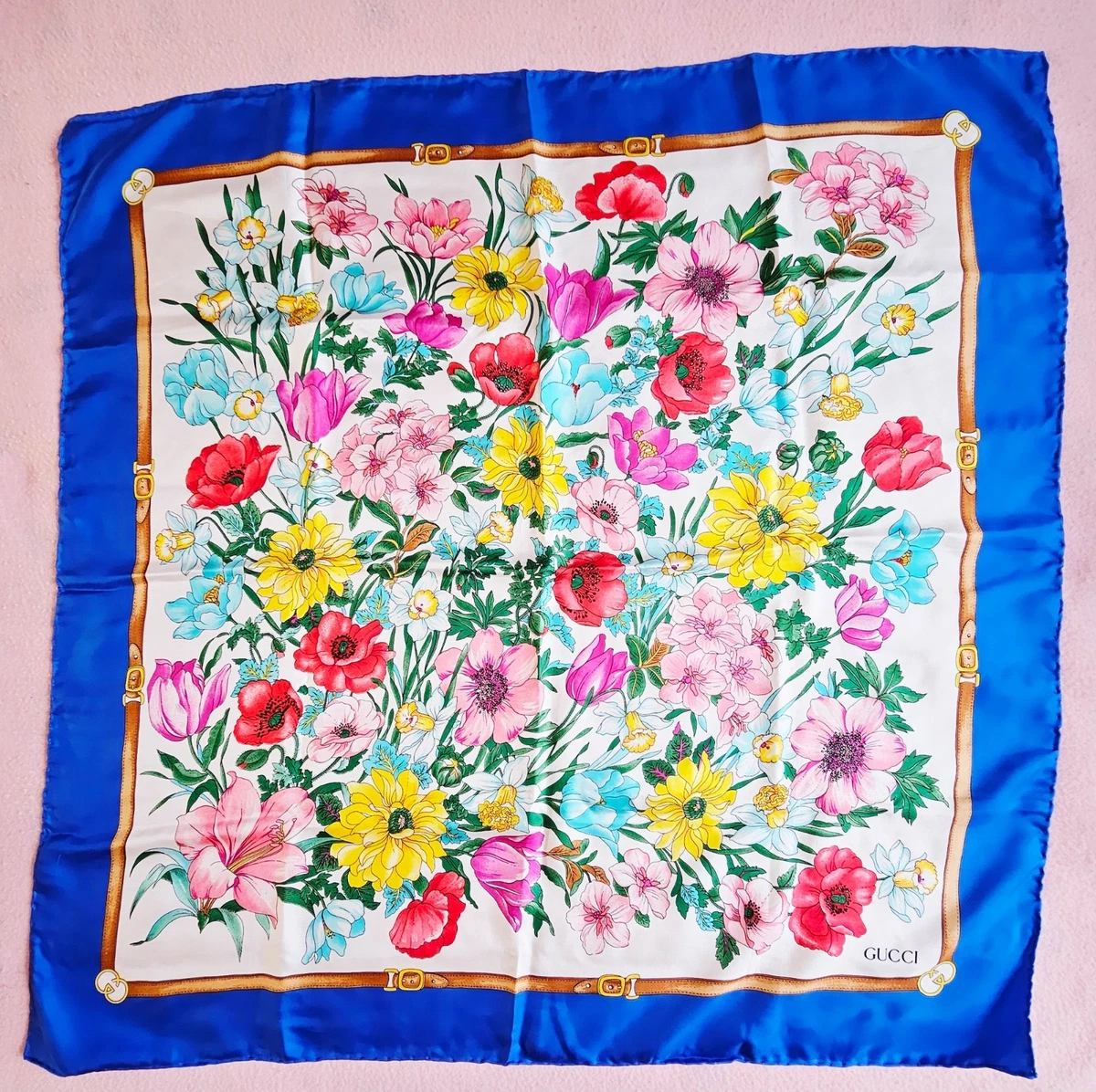 クリーニング済　GUCCI スカーフ　シルク100% フラワー　ベルト Gucci Silk Scarves & Wraps for Women with Vintage for sale | eBay