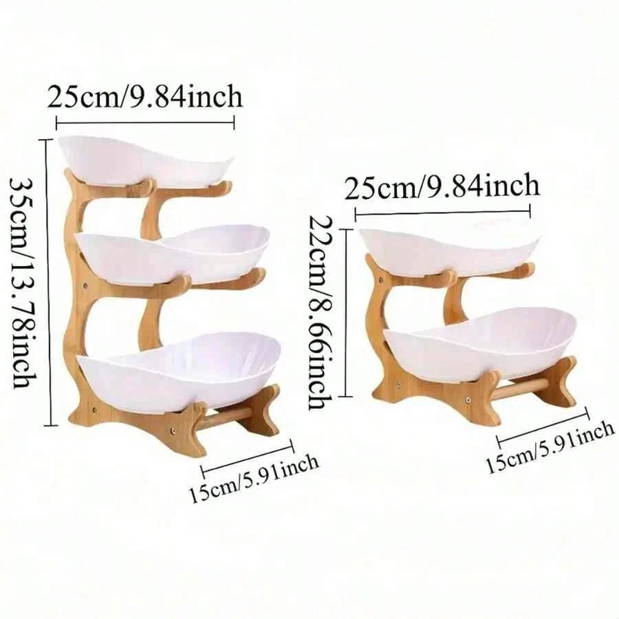2/3 Tier Scandinavian Luxury Fruit Stand - Double Tier Snack Tray, Creative Can - Image 4 of 4