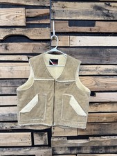 Wiman Shearling Lined Vest Mens XL Made USA Tan Western Ranch Motorcycle Suede