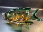 Vintage Murano Glass Fishbowl Green And Amber
