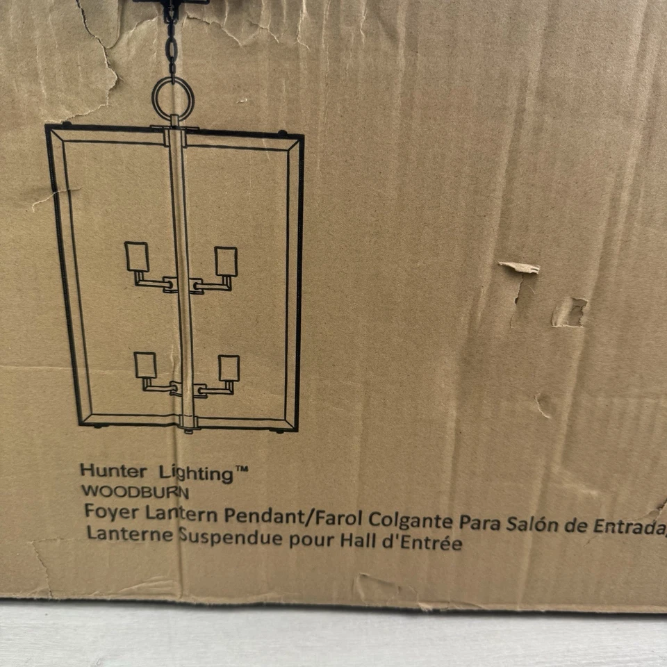 Colgante de vestíbulo Hunter Woodburn de 8 luces en níquel cepillado Foto 3 de 4