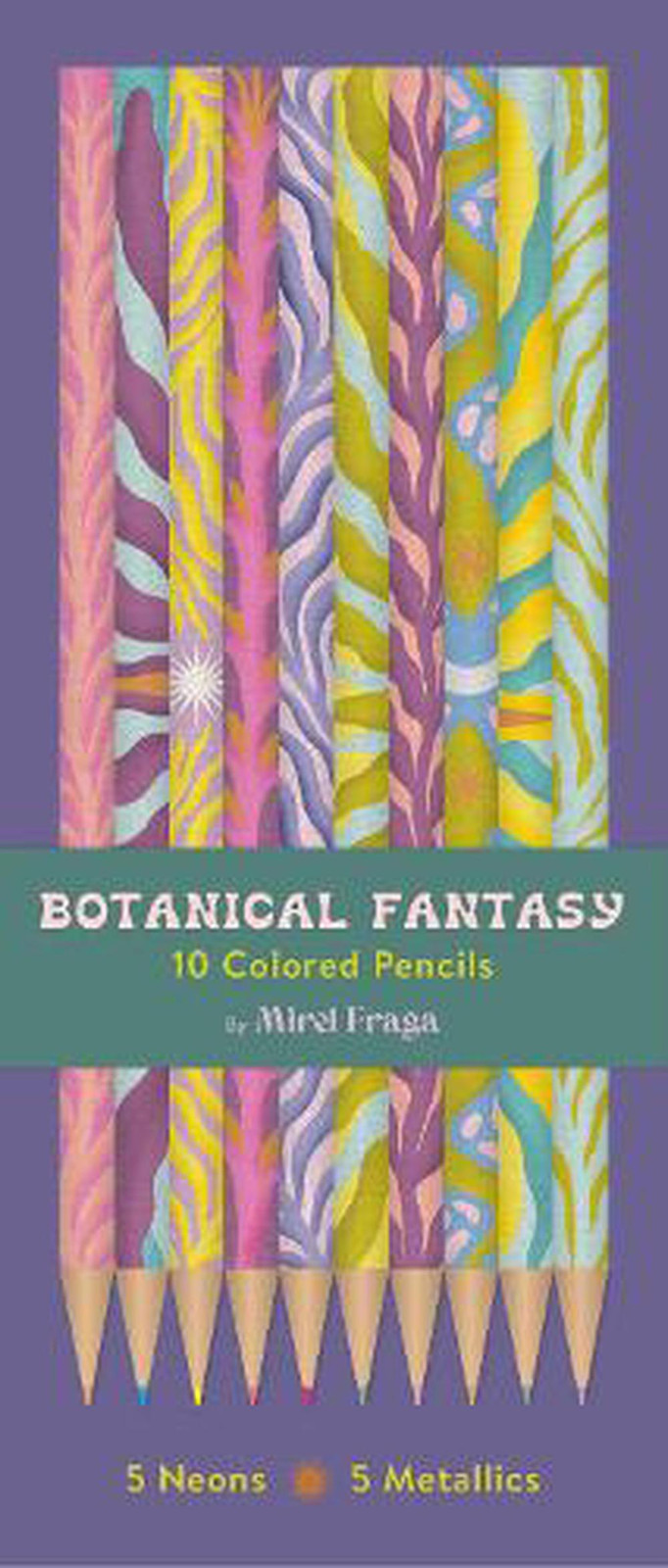 Botanical Fantasy Colored Pencils Set – 10 Vibrant Neon and Metallic Shades by Mirel Fraga-image