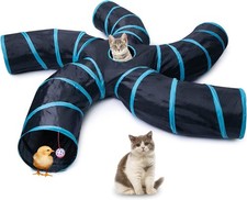 Cat Tunnel for Indoor Cats Large, with Play Ball S-Shape 5 Way Collapsible Inter