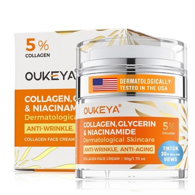 OUKEYA Collagen Anti-Aging Cream For  Repair Wrinkle with 5% Hyaluronic Acid 50g
