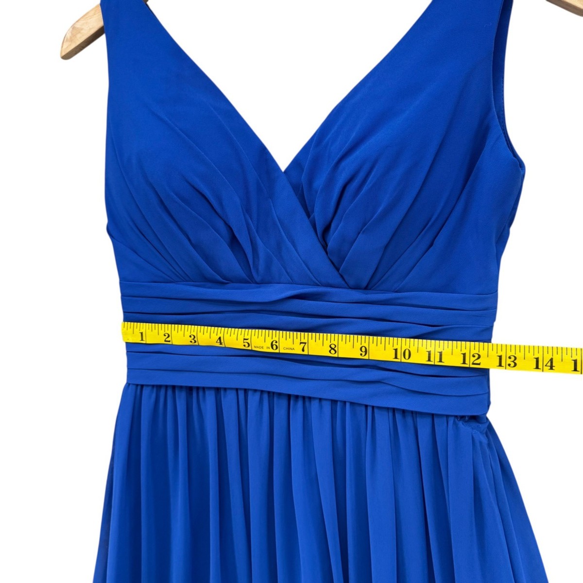 Bill Levkoff Bridesmaid Maxi Dress Gown Royal Blue Sleeveless 