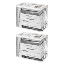 12.6x9.5x9.8in Clear Storage Bags, 2PCS Plastic Storage Bags with Zipper,M,White