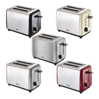 2 Scheiben Brot Toaster Edelstahl Variable Bräunungssteuerung Auftauen Schwan