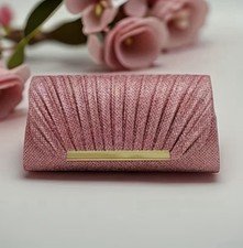 Pleated Evening Dark Pink Clutch Purse Bridal Wedding Prom Formal Bag