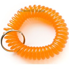 WHOLESALE 12 24 50 100 PCS SPIRAL WRIST COIL KEY CHAIN KEY RING HOLDER ORANGE