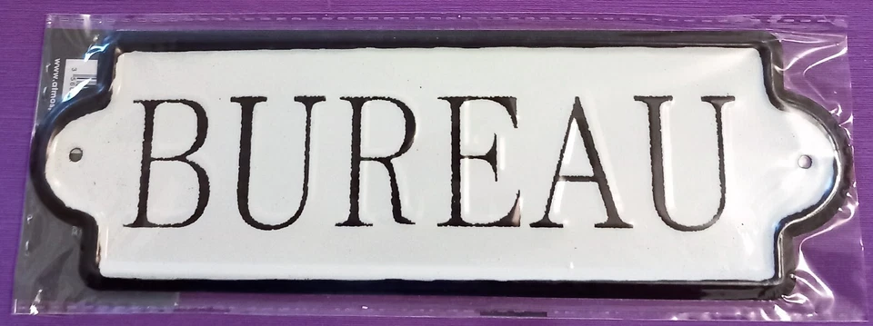 * PLAQUE METAL * BUREAU * BLANC & NOIR - Photo 1/1