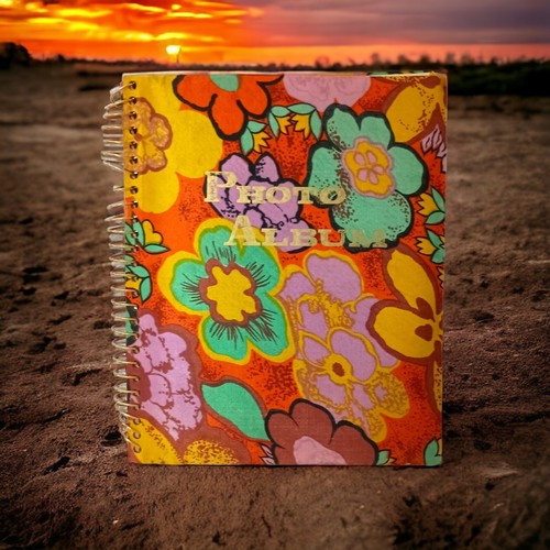 MCM Photo Album Scrapbook Flower Power Mod VINTAGE Spiral Bound Floral Hippie - Picture 13 of 14