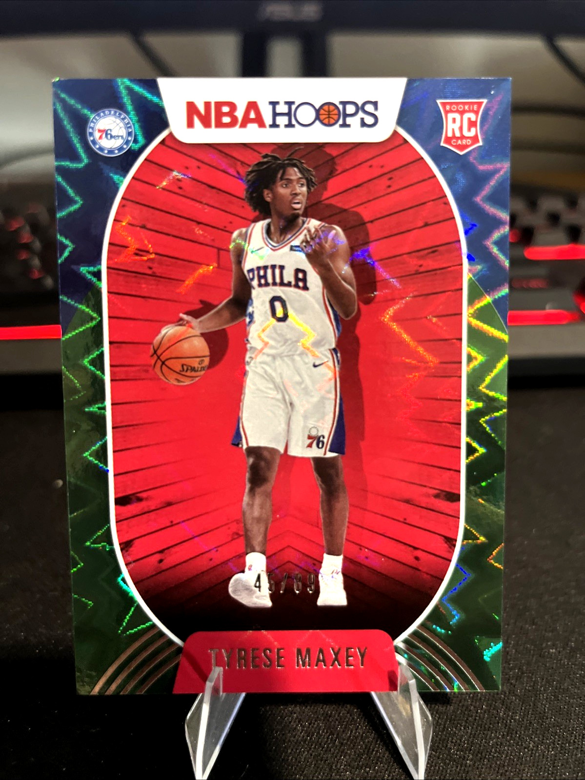 2020-21 Panini NBA Hoops Tyrese Maxey Green /99 RC #207 Rookie Card SP 76ers