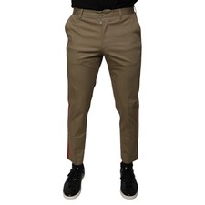 DOLCE & GABBANA Pants Brown Logo Men Casual Tapered Trouser IT46/W32/S 750usd