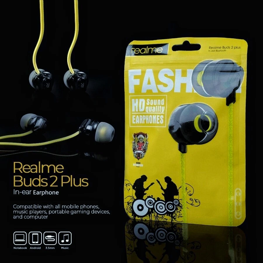 Ear Earphones with Mic Realme Buds 2 plus (HD sound quality) with Free  Shipping