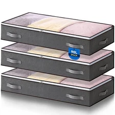 3 Pack Under Bed Storage Containers 7 Inches Tall Low Profile Underbed Clothes S