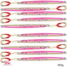 10pcs Fish WOW! 300g Speed jig Vertical Trolling lure 8/0 Assist Hook Pink baits