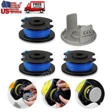 3Pcs String Trimmer Spools + Cap For Ryobi RY40001 RY40021 RY40201 RY40200