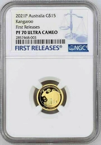2021P Australia Kangaroo $15 1/10oz Gold Proof Coin NGC PF70 UC FR Population 5
