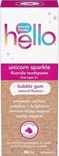Hello Kids Fluoride Toothpaste, Vegan, Unicorn Sparkle, Bubble Gum, 88ml