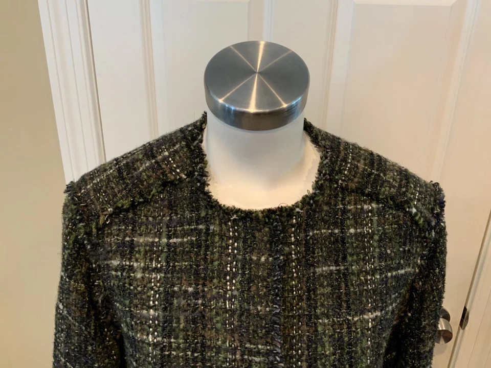 Jaqueta xadrez de tweed Brooks Brothers verde e preta lã cintilante, tamanho 16 - Imagem 2 de 4