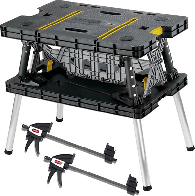 Mesa de Trabajo Plegable Compacta Keter con Abrazaderas, 21.7x33.5x29.75'', Negro