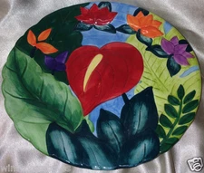 CENTRUM PARADISE FLOWERS SALAD PLATE 8" MULTICOLOR FLOWERS AND GREEN LEAVES