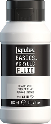 BASICS Acrylic Fluid Paint, 250Ml (8.5-Oz) Bottle, Titanium White