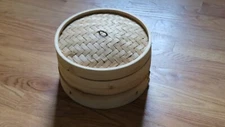 Large Bamboo Steamer basket Dumpling Dim Sum Steamer 2 Tier Design