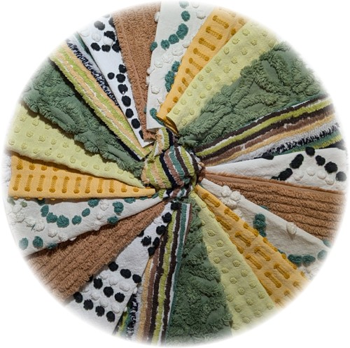 Vintage Chenille Bedspread Quilt Fabric Square Block Kit 21 6 in Fall Vibe