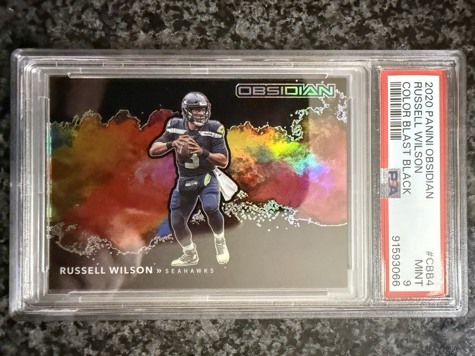 2020 Obsidian Russell Wilson Color Blast Black PSA 9 Mint