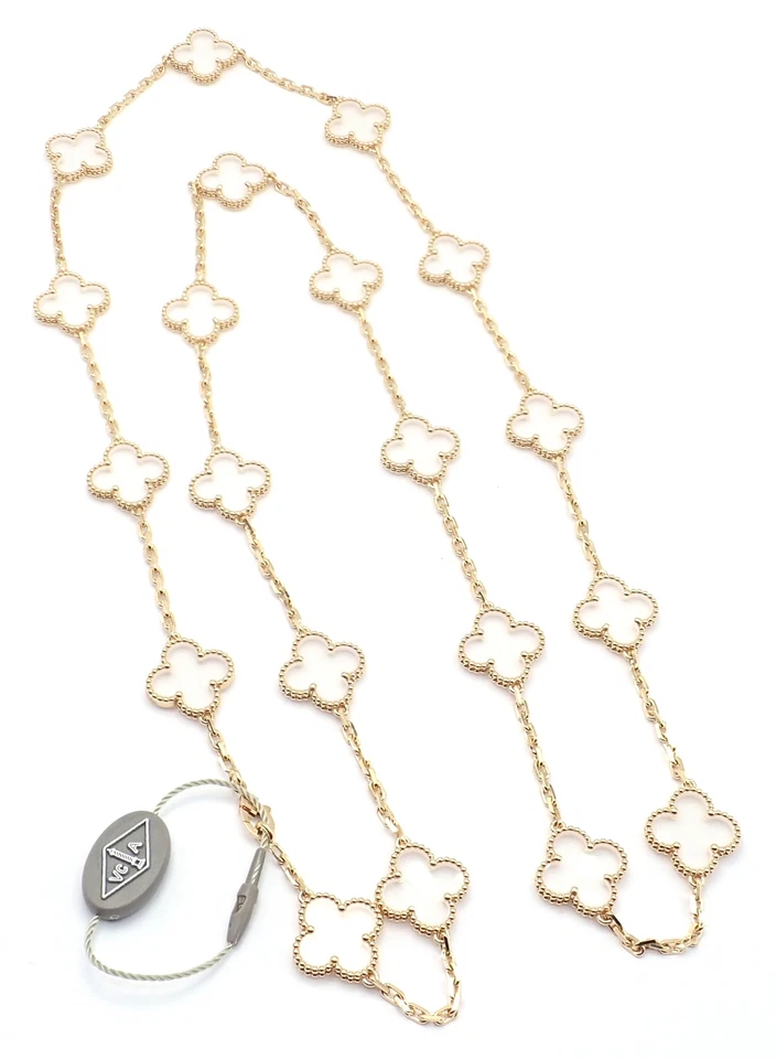 Collar Van Cleef & Arpels Oro Amarillo 18k 20 Motivos Alhambra Cristal Roca Certificado Foto 4 de 4