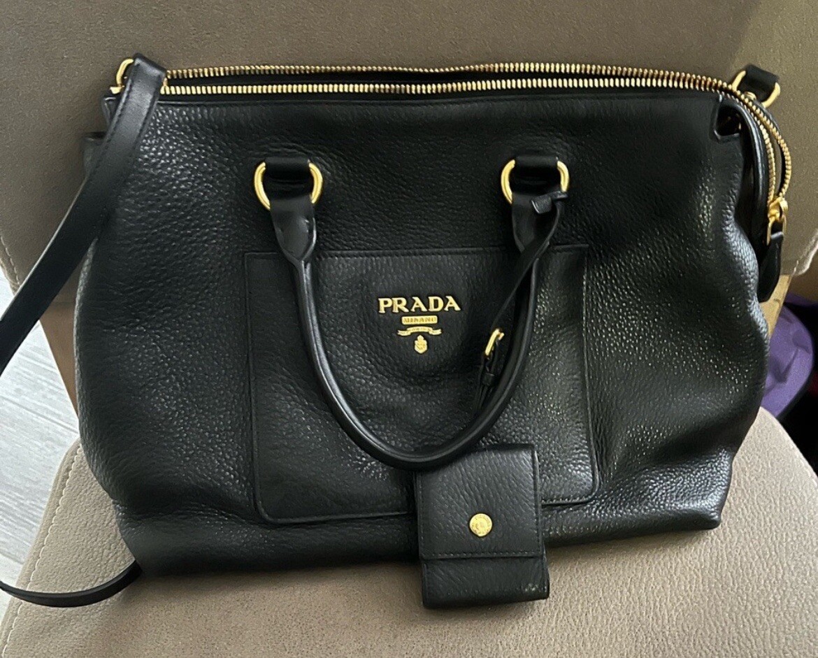Prada Vitello Pebble Daino Medium Satchel | eBay