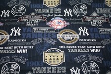 New York Yankees Cotton Fabric 1/4 yard Baseball NY Stadium Babe Ruth 9" x 44" 