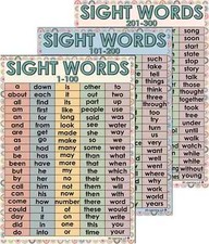 Boho Sight Words Charts 1-300 Alphabetized - Laminated 14x19.5    - Educational