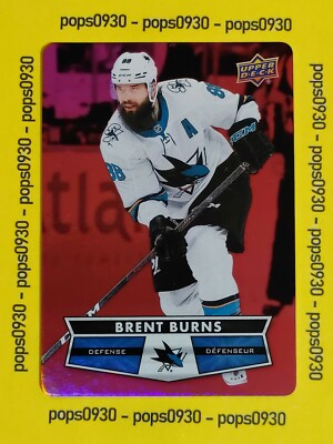 Brent Burns, San Jose Sharks, 2021, Tim Hortons, red die cut, #DC-15