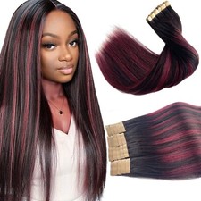 Tape in Hair Extensions 22 Inch-50g-20PCS 1/99 Balayage Jet Black to Red